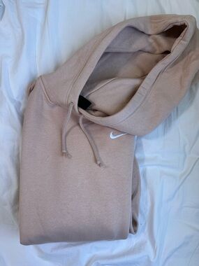 Nike Beige Hoodie with White Swoosh Tag